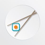 Sushi Restaurant Icon California Rolls And Chopsticks