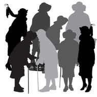Vector silhouette of old people N57