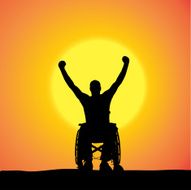 Vector silhouettes of man in a wheelchair