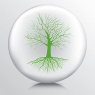Round Environment Icon With Bare Tree And Roots