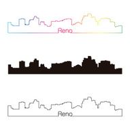 Reno skyline linear style with rainbow