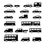 Set icons of car and bus