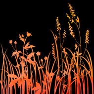 Silhouettes of flowers and grass N42