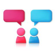 Vector background with speaking man and woman