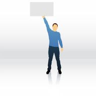 Male silhouette holding blank sign N2
