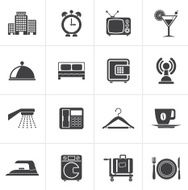 Black Hotel motel and travel icons N2