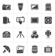 Black Photography equipment icons