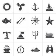 Black Marine and sea icons