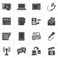 Black Communication and connection icons
