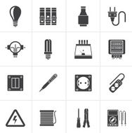 Black Electrical devices and equipment icons