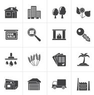 Black Real Estate and building icons N2