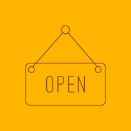 Open hanging sign line icon
