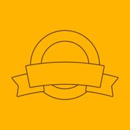 Label with ribbon line icon