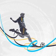 Stylized football player shoots the ball