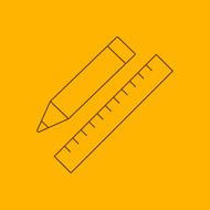 Pencil with ruler line icon