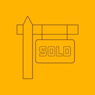 Sold sign line icon