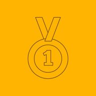 1st place medal line icon N2