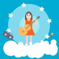 Girl with guitar flat illustration N2
