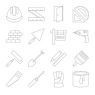 Building line icons set