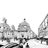 City hand drawn Street sketch vector illustration
