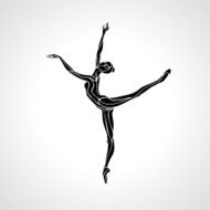 Creative silhouette of ballet girl Art gymnastics dancing woman