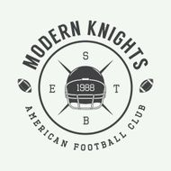 Vintage rugby and american football label emblem or logo