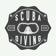 Diving logos labels and slogans in vintage style