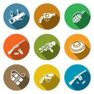 Various types of weapons icons set Vector Illustration