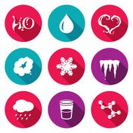 Various physical state of water icons set Vector Illustration
