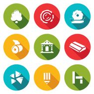Wood products industry icons set Vector Illustration