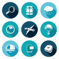Search operation plane crash icons set Vector Illustration