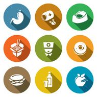 Food poisoning icons set Vector Illustration