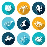 Delicacy food icons set Vector Illustration