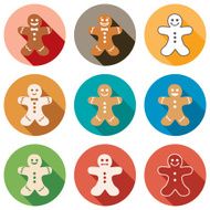 vector flat icons of gingerbread men