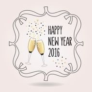 Abstract black and golden Happy New Year 2016