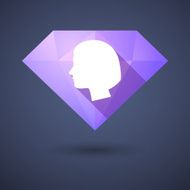 Diamond icon with a female head