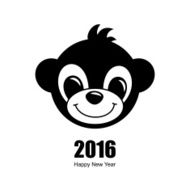 Monkey Happy New Year card isolated on white background