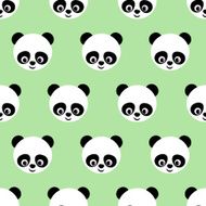 Panda seamless pattern on light green background N2