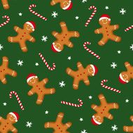 Gingerbread man is decorated in Xmas hat and candy cane N2