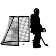 silhouette of hockey player Isolated on white Vector