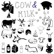 cow and milk drawings icons