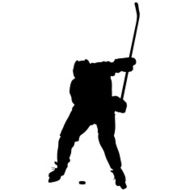 silhouette of hockey player Isolated on white Vector N3