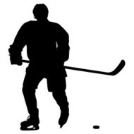 silhouette of hockey player Isolated on white Vector N5
