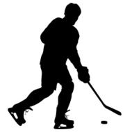 silhouette of hockey player Isolated on white Vector N7