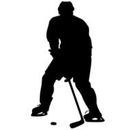silhouette of hockey player Isolated on white Vector N8