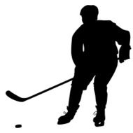 silhouette of hockey player Isolated on white Vector N10