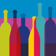 Wine bottles Art background restaurant concept Vector N2