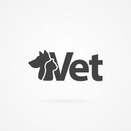 Cat head and dog with vet text icon