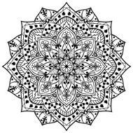 Flower mandala of black lines N2