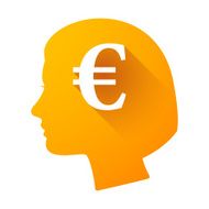 Female head icon with an euro N2